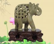 天然青田石雕刻大象摆件,HP-029200
