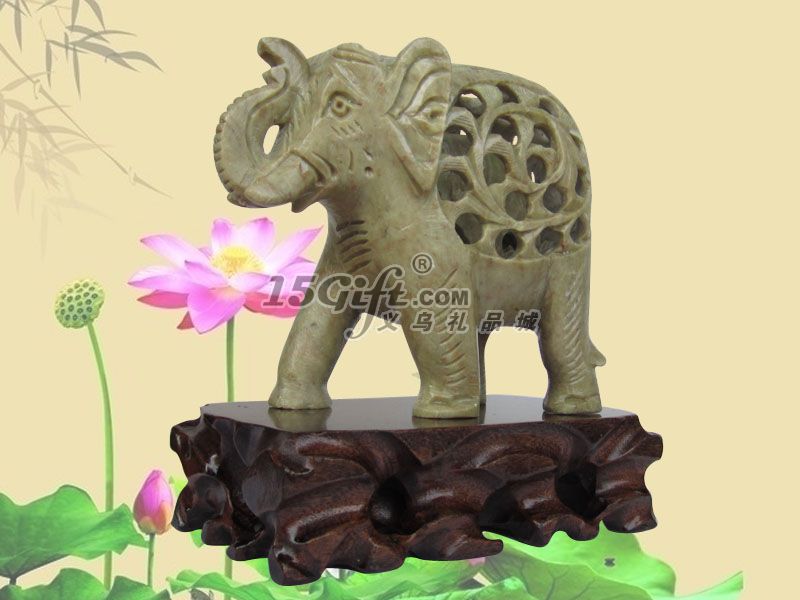 天然青田石雕刻大象摆件,HP-029200