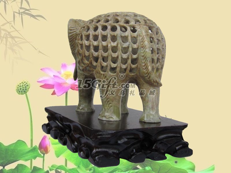 天然青田石雕刻大象摆件,HP-029201