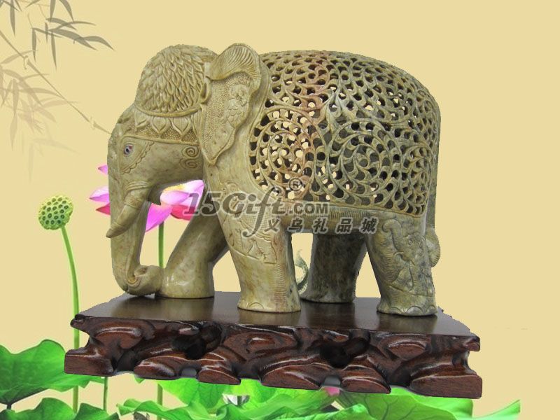 天然青田石雕刻大象摆件,HP-029202