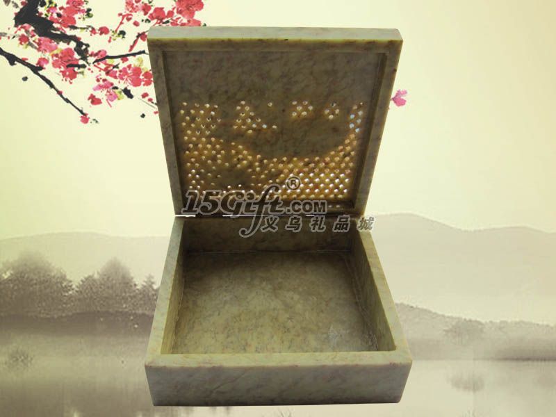 天然青田石雕刻首饰盒,HP-029211
