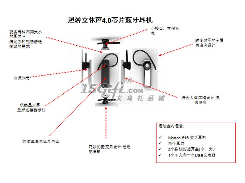 超薄单声道蓝牙耳机,HP-029724